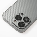 iPhone 14 Pro Max Case Hülle - Straffes Silikon mit Karbon Look + Kameraschutz - Grau