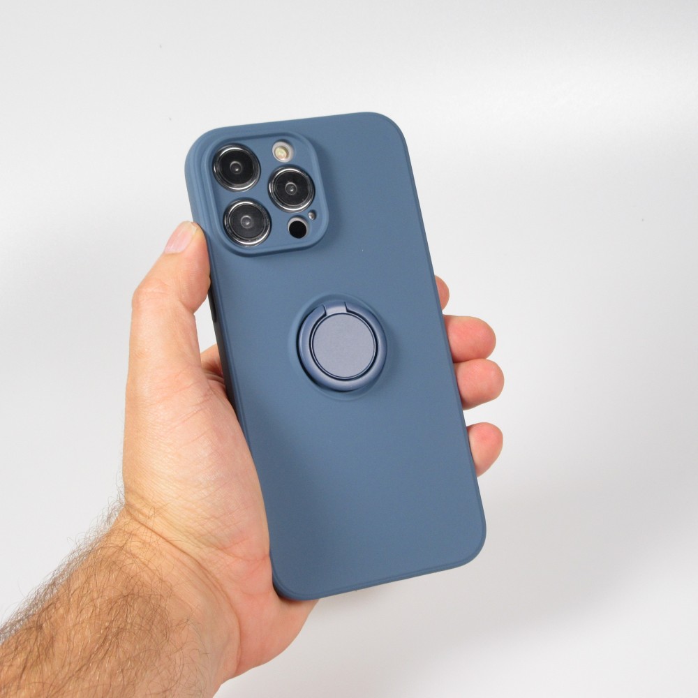 iPhone 14 Pro Max Case Hülle - Soft Touch mit Ring - Blau