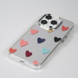 iPhone 15 Pro Max Case Hülle - Transparentes Silikon Many Hearts mit Spiegeleffekt