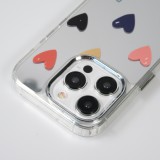 iPhone 15 Pro Max Case Hülle - Transparentes Silikon Many Hearts mit Spiegeleffekt