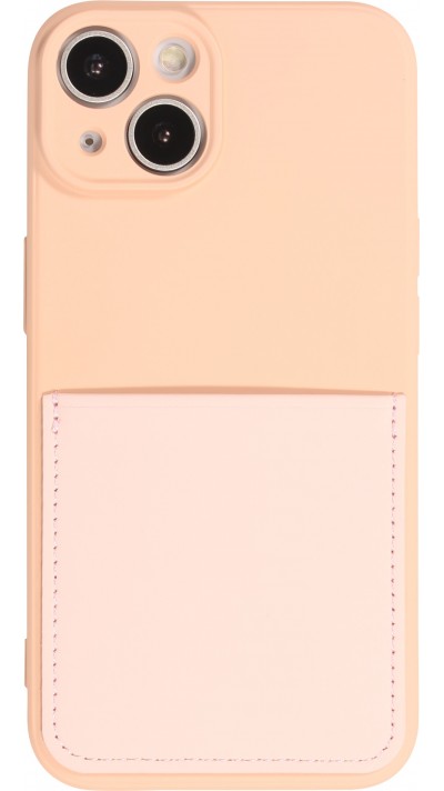 iPhone 14 Plus Case Hülle - Glattes Silikon mit Kartenfach & extra Kameraschutz - Rosa
