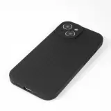 iPhone 15 Case Hülle - Mattes Soft-Touch-Silikon mit Relieflinien - Schwarz