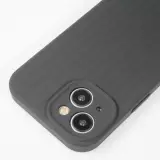 iPhone 15 Case Hülle - Mattes Soft-Touch-Silikon mit Relieflinien - Schwarz