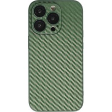 iPhone 14 Pro Max Case Hülle - Straffes Silikon mit Karbon Look + Kameraschutz - Grün