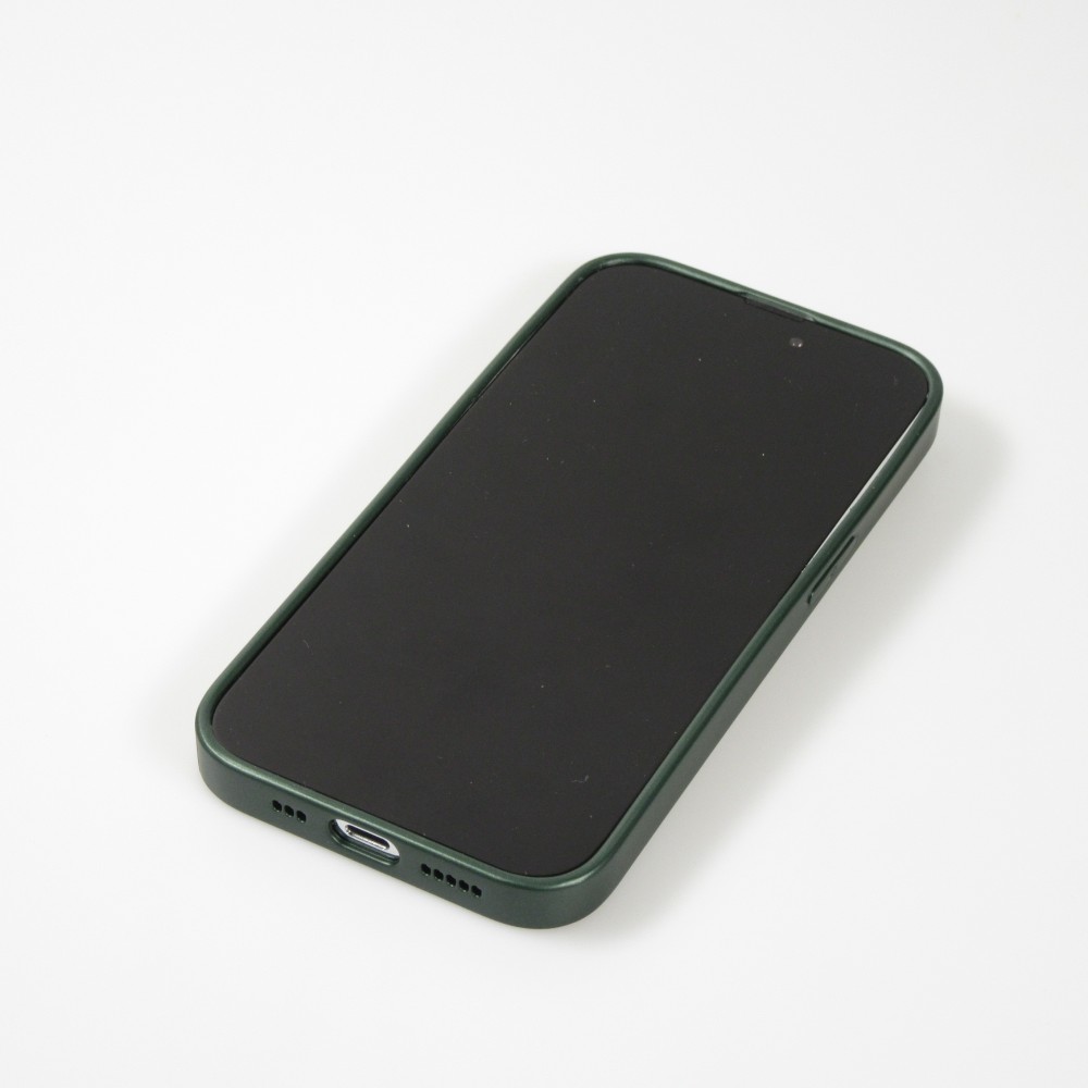 iPhone 14 Pro Max Case Hülle - Straffes Silikon mit Karbon Look + Kameraschutz - Grün