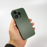 iPhone 14 Pro Max Case Hülle - Straffes Silikon mit Karbon Look + Kameraschutz - Grün