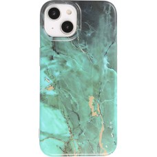iPhone 14 Plus Case Hülle - Mattes Silikon mit aufgedrucktem Marmoreffekt - Grün