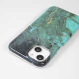 iPhone 14 Plus Case Hülle - Mattes Silikon mit aufgedrucktem Marmoreffekt - Grün