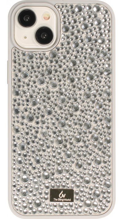 iPhone 15 Case Hülle - Glitzer Diamant The Bling World - Silber