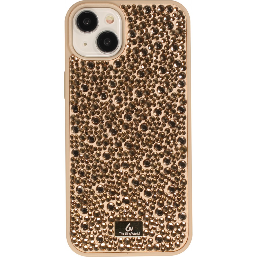 iPhone 15 Plus Case Hülle - Glitzer Diamant The Bling World - Gold