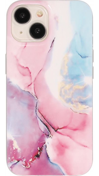 iPhone 15 Case Hülle - Gel Glossy Marmor - Rosa/blau