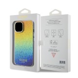 iPhone 15 Case Hülle - Guess schillernder Spiegel-Multifacetten-Farbverlauf im Disco-Stil mit goldenem Logo - Multicolor