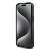 iPhone 15 Case Hülle - Karl Lagerfeld und Choupette Gel lackiert mit integriertem, abnehmbarem Metallstützring und Magsafe - Grau