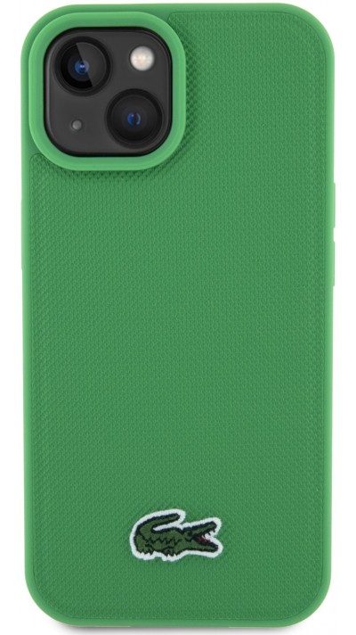 iPhone 15 Case Hülle - Lacoste Petit Piqué Effekt mit MagSafe und gesticktem Logo-Patch - Grün