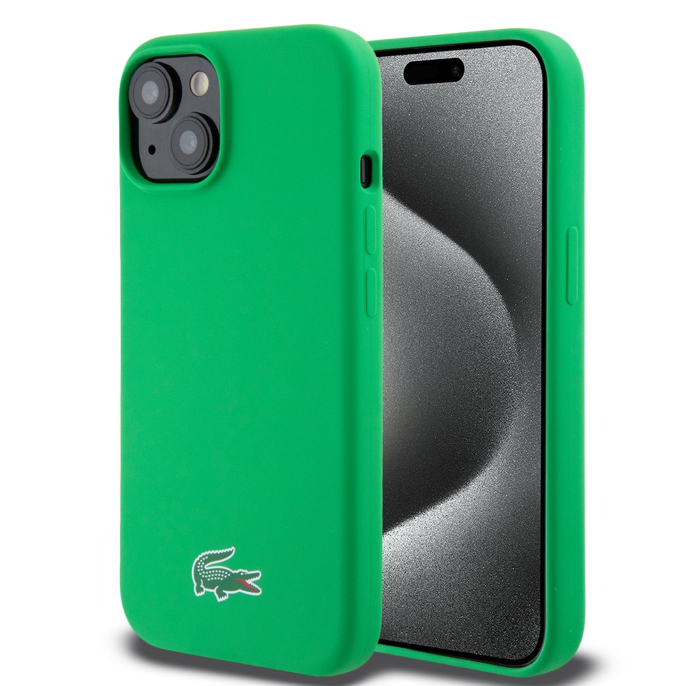 iPhone 15 Case Hülle - Lacoste Silikon Soft Touch Magsafe - Grün