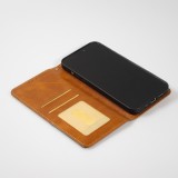 Hülle iPhone 15 Plus - Flip Geometrisch - Hellbraun