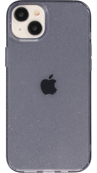 iPhone 15 Plus Case Hülle - Gel Gummi transparent mit Glitzerstaub - Dunkelblau