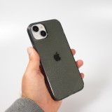 iPhone 15 Case Hülle - Gel Gummi transparent mit Glitzerstaub - Schwarz