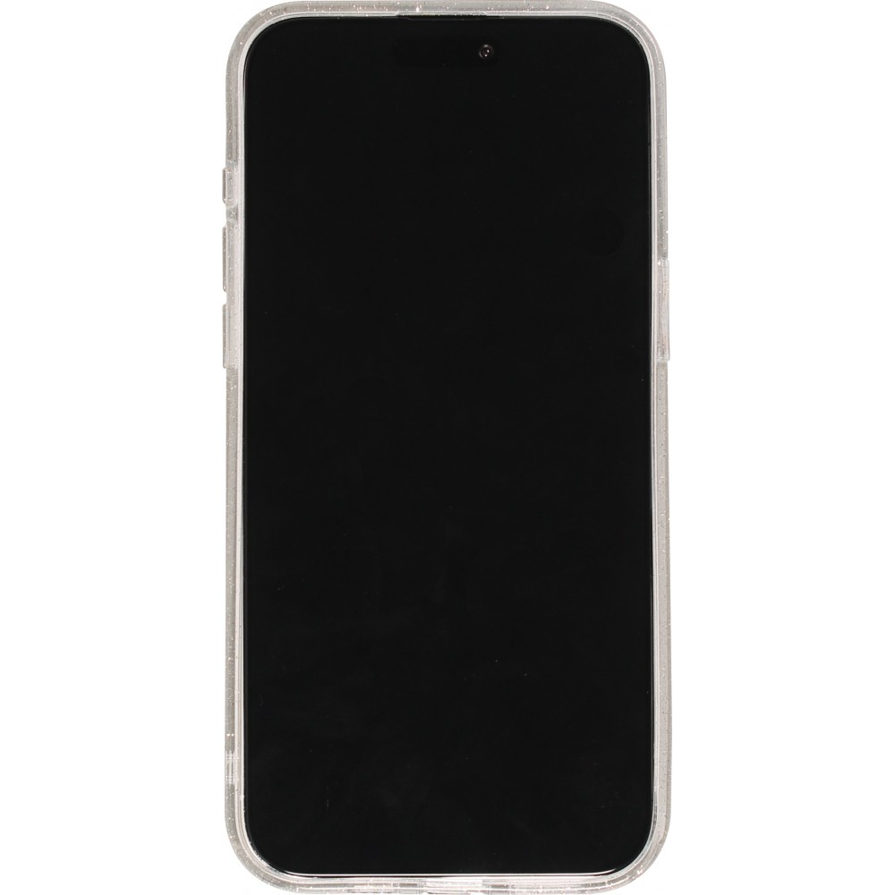 iPhone 15 Plus Case Hülle - Gel Gummi transparent mit Glitzerstaub - Transparent