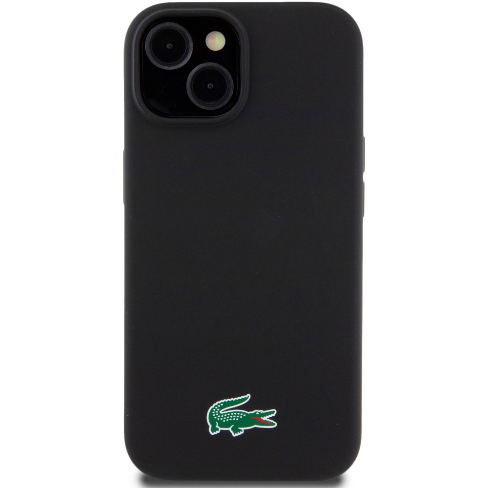 iPhone 15 Plus Case Hülle - Lacoste Silikon Soft Touch Magsafe - Schwarz