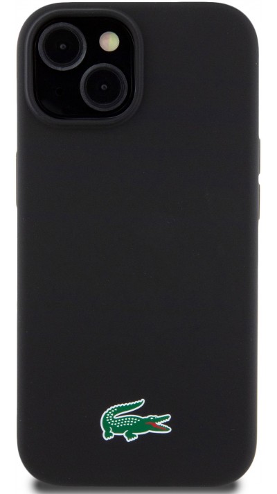 iPhone 15 Case Hülle - Lacoste Silikon Soft Touch Magsafe - Schwarz