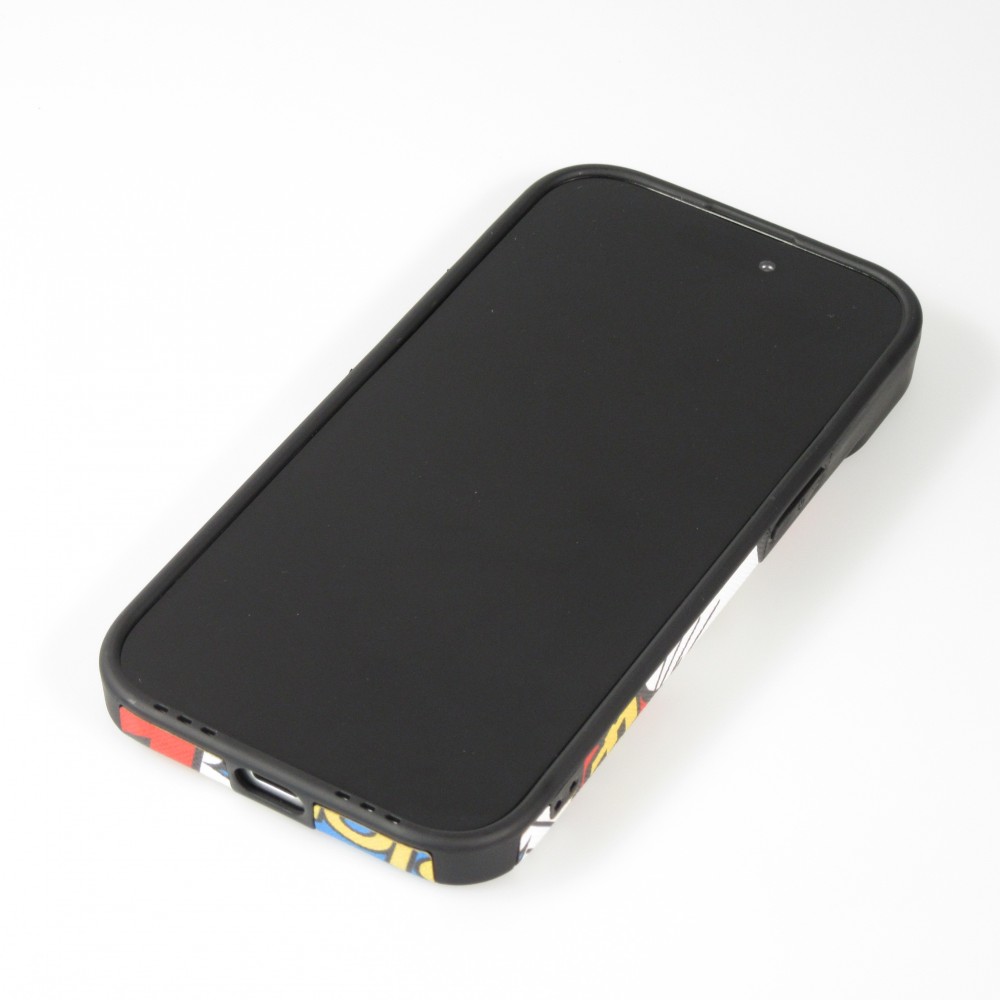 iPhone 15 Pro Case H&uuml;lle - Retro Cartoons Kunstleder