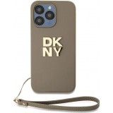 iPhone 15 Pro Case Hülle - DKNY Armbanduhr mit abnehmbarem Armband und goldenem Logo - Beige