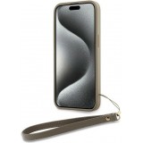 iPhone 15 Pro Case Hülle - DKNY Armbanduhr mit abnehmbarem Armband und goldenem Logo - Beige