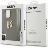 iPhone 15 Pro Case Hülle - DKNY Armbanduhr mit abnehmbarem Armband und goldenem Logo - Beige