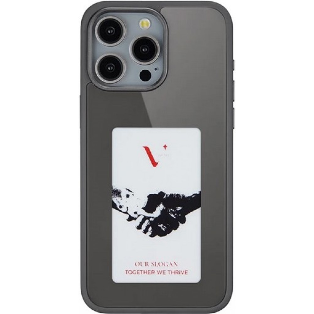 iPhone 16 Pro Max Case Hülle - E-Ink Display DIY mit NFC-Technologie für persönlicher Foto-Hintergrund - Schwarz