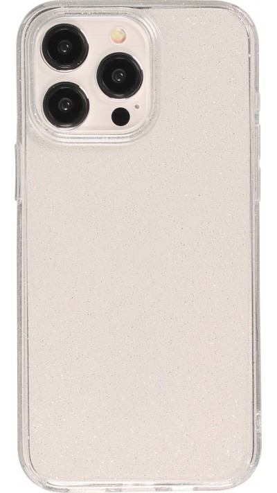 iPhone 15 Pro Max Case Hülle - Gel Gummi transparent mit Glitzerstaub - Transparent