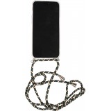 iPhone 15 Pro Max Case Hülle - Gummi transparent bumper mit Seil - Grün / gold