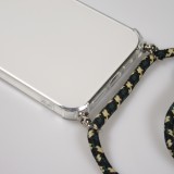 iPhone 15 Pro Max Case Hülle - Gummi transparent bumper mit Seil - Grün / gold