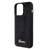 iPhone 15 Pro Max Case Hülle - Guess Anti-Stress Wendepailletten mit goldenem Metalllogo - Schwarz