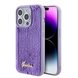 iPhone 15 Pro Max Case Hülle - Guess Anti-Stress Wendepailletten mit goldenem Metalllogo - Violett