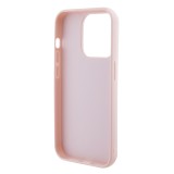 iPhone 15 Pro Max Case Hülle - Guess Kunstleder-Fleece in Karomuster und goldfarbener Metallic-Logoprägung - Hellrosa