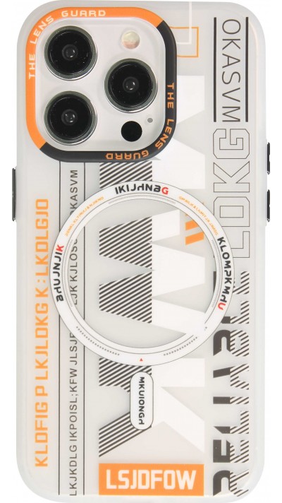 Coque iPhone 15 Pro Max - MWK Cyber Grid silicone avec MagSafe - Blanc