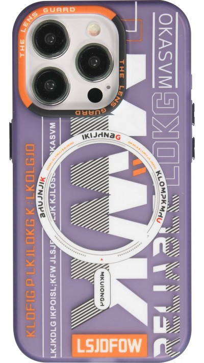 Coque iPhone 15 Pro Max - MWK Cyber Grid silicone avec MagSafe - Violet
