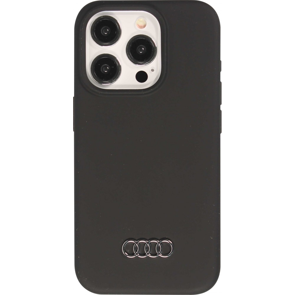 iPhone 15 Pro Max Case Hülle - Audi Silikon Soft Touch mit metall Logo - Schwarz