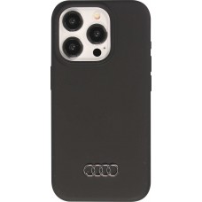iPhone 15 Pro Max Case Hülle - Audi Silikon Soft Touch mit metall Logo - Schwarz