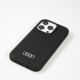 iPhone 15 Pro Max Case Hülle - Audi Silikon Soft Touch mit metall Logo - Schwarz