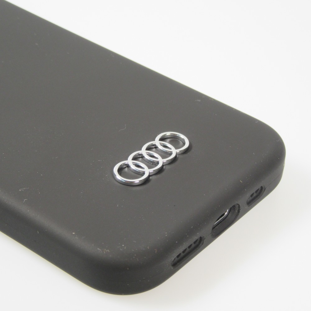 iPhone 15 Pro Max Case Hülle - Audi Silikon Soft Touch mit metall Logo - Schwarz