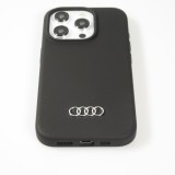 iPhone 15 Pro Max Case Hülle - Audi Silikon Soft Touch mit metall Logo - Schwarz