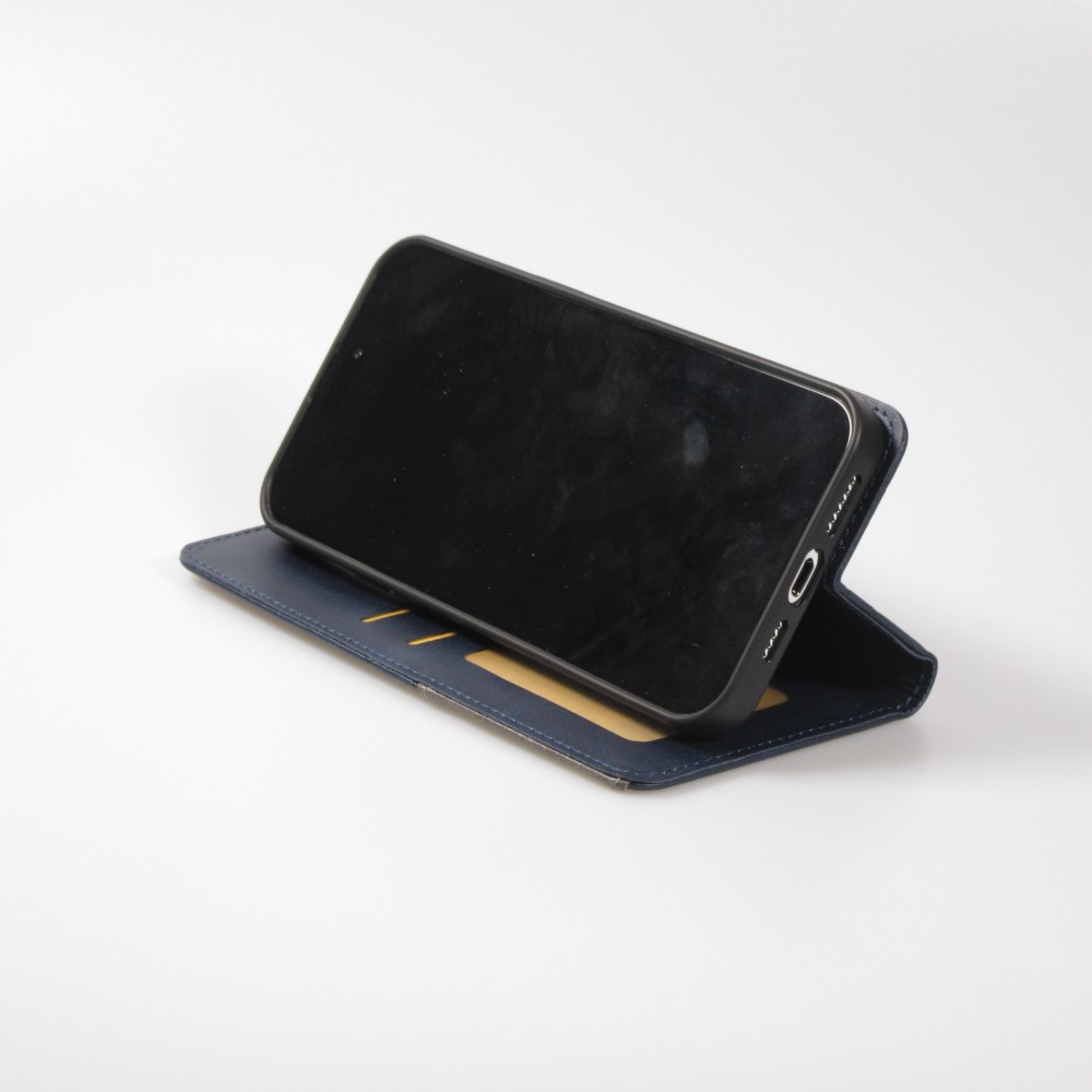 Coque iPhone 15 Pro Max - Flip Géometrique - Bleu