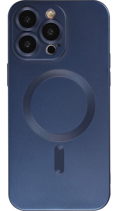 iPhone 15 Pro Max Case Hülle - Gummi weich mit Kameraschutzglas MagSafe - Dunkelblau
