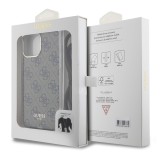 iPhone 15 Pro Max Case Hülle - Guess Monogramm in Lackoptik mit integriertem verstellbarem Riemen - Braun