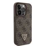 iPhone 15 Pro Max Case Hülle - Guess Monogramm Kunstleder Metall-Logo und Strass mit abnehmbarem Riemen - Braun