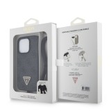 iPhone 15 Pro Max Case Hülle - Guess Monogramm Kunstleder Metall-Logo und Strass mit abnehmbarem Riemen - Schwarz