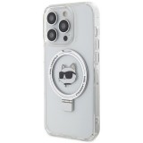 iPhone 15 Pro Max Case Hülle - Karl Lagerfeld Choupette gel rigide mit Ring MagSafe-Halter in silber - Transparent
