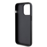 iPhone 15 Pro Case Hülle - Karl Lagerfeld und Choupette Kunstleder Saffiano mit integrierten Kartenhaltern und geprägtem Metalllogo - Schwarz